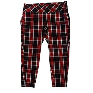 TORRID Plaid Pixie Pants Skinny Cropped Luxe Point Slim Fix Red Black Size 1